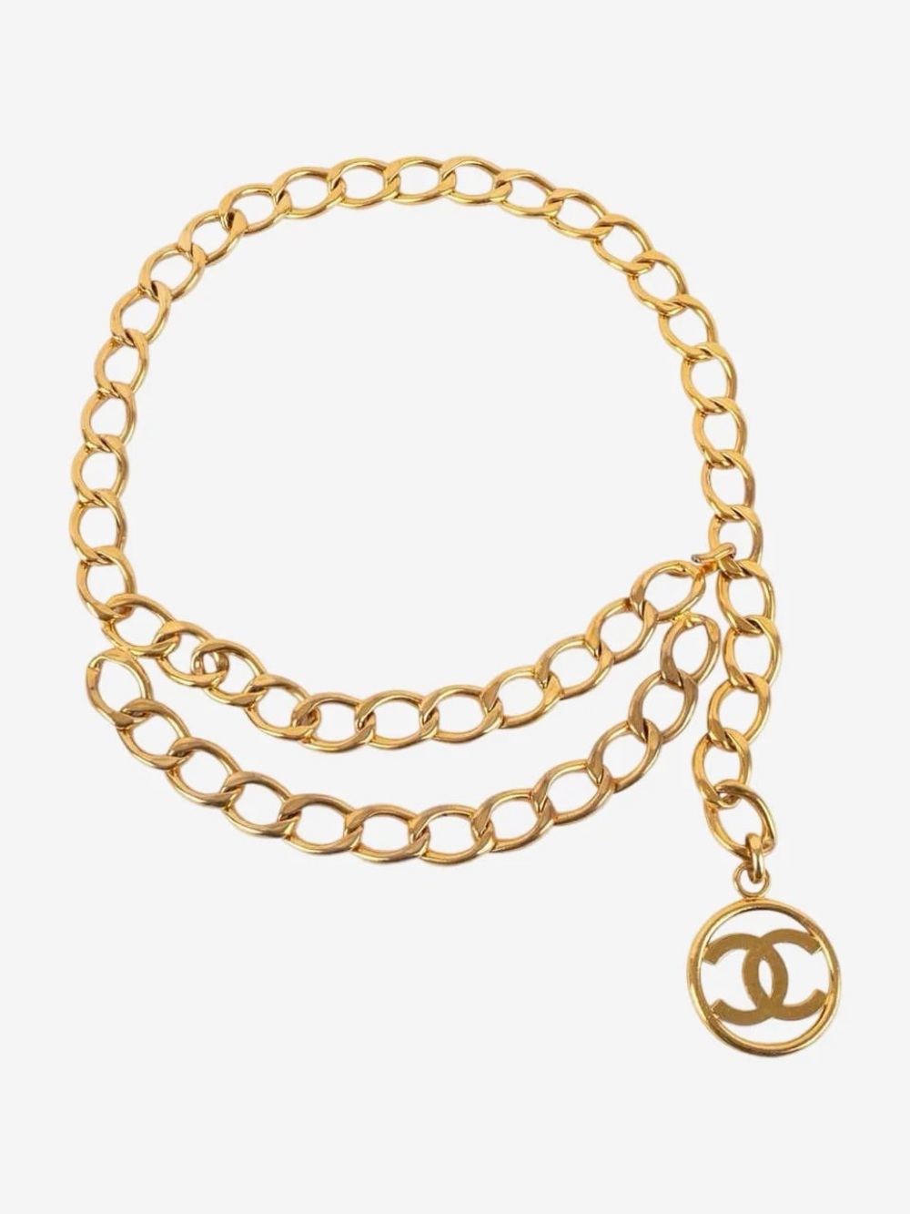 Authentic CHANEL gold plated chain belt big CC charm 92cm long